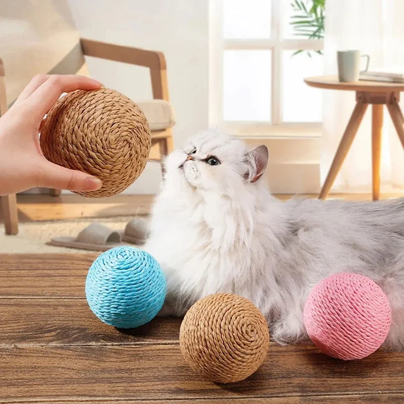 10CM Interactive Sisal Cat Scratching Ball Toy For Kitten Teeth Cleaning Anti Bite Cat Ball Sounding Toy Pet Supplies