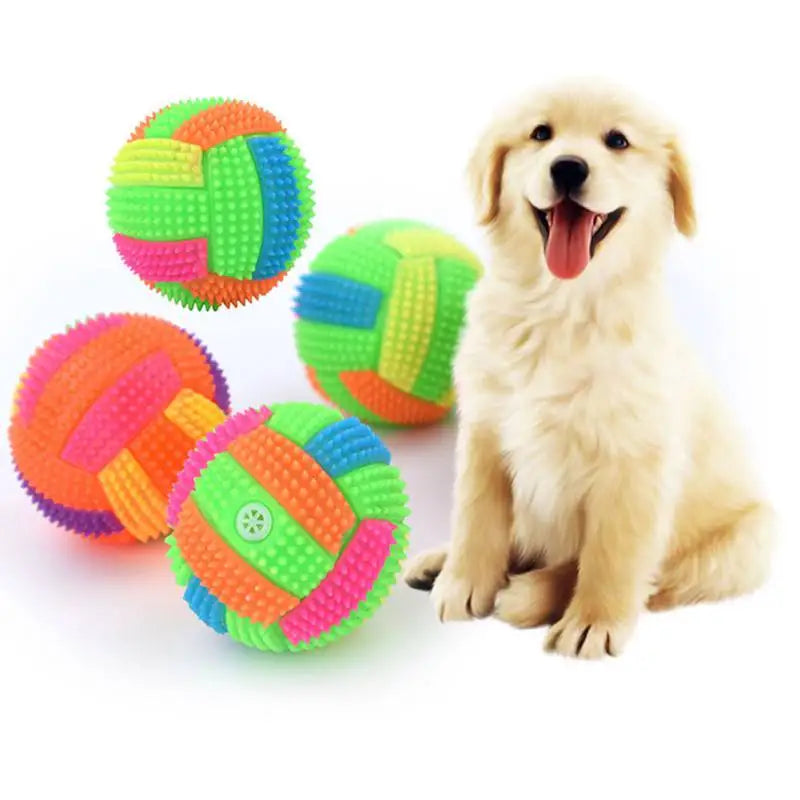 LAMGOOL Glowing Ball Dog Toy Led Puppy Bouncy Chew Dog Ball Molar Toy Pet Color Light Ball Interactive Toys for Cats Small Dogs