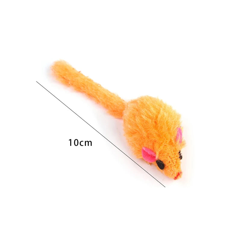 Cat Toys Rabbit Fur False Mouse Feather Rainbow Mouse Toy Funny Playing Toys For Kitten