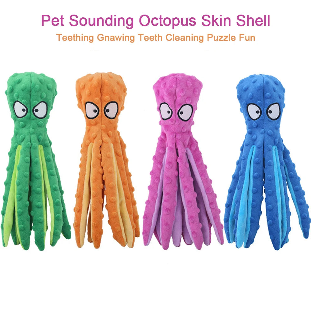 Octopus Dog Toy Pet Interactive Chew Toy Octopus Shell Voice Toy No Stuffing Bite Resist Dog Toy Pet Supplies