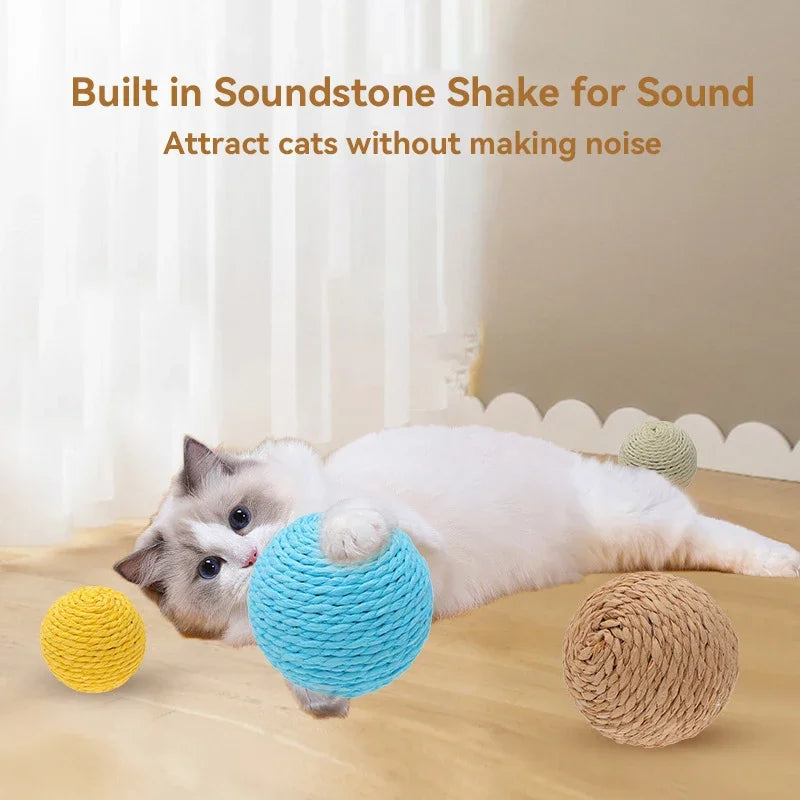 10CM Interactive Sisal Cat Scratching Ball Toy For Kitten Teeth Cleaning Anti Bite Cat Ball Sounding Toy Pet Supplies
