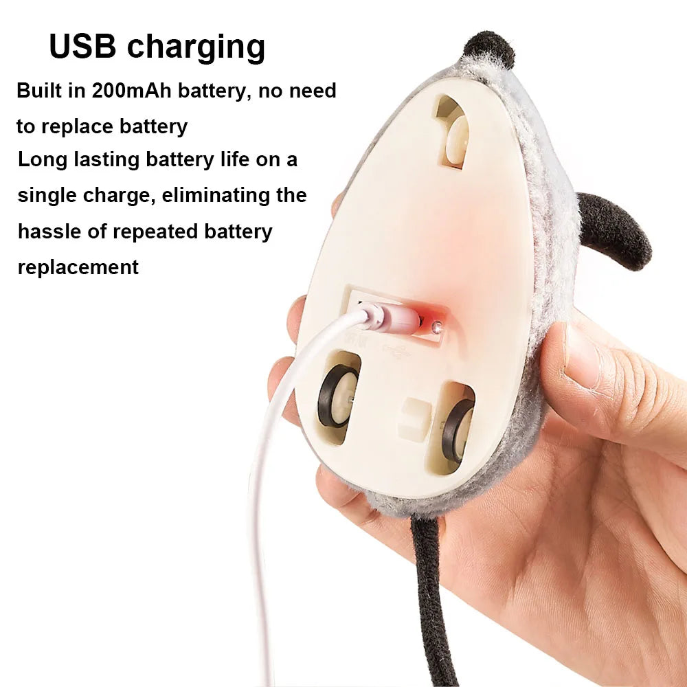 Interactive Plush Cat Toy with Sound & LED Light USB Rechargeable Steerable & Obstacle Avoidance for Indoor Cats