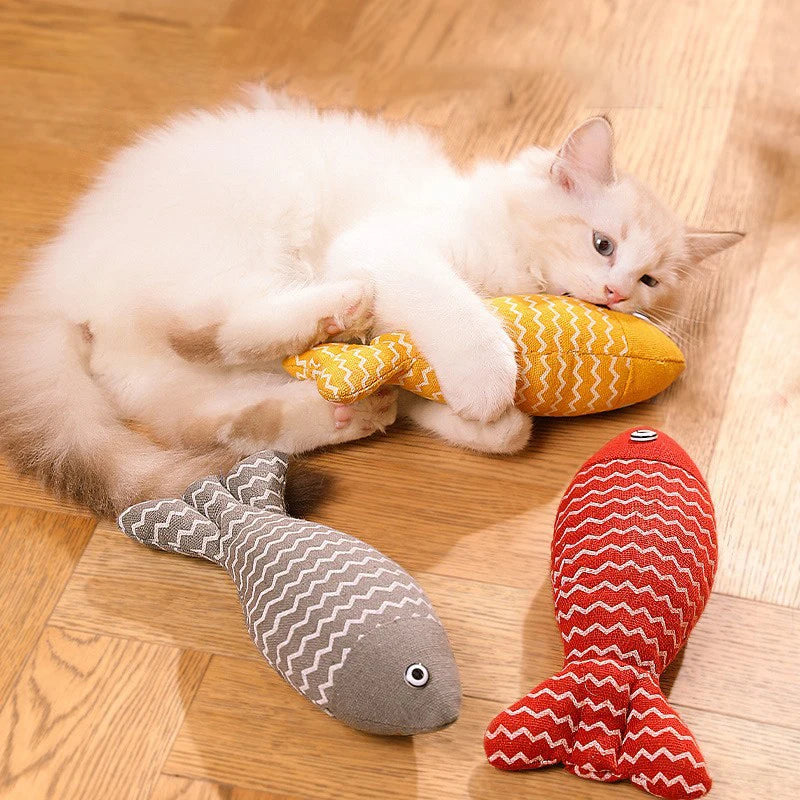 Cat Toys Fish Catnip Toys Interactive Cat Toy Cat Chew Toy Cat Pillow Toys Kitten Exercise Kicker Toys for Indoor Cats Kitty Kit