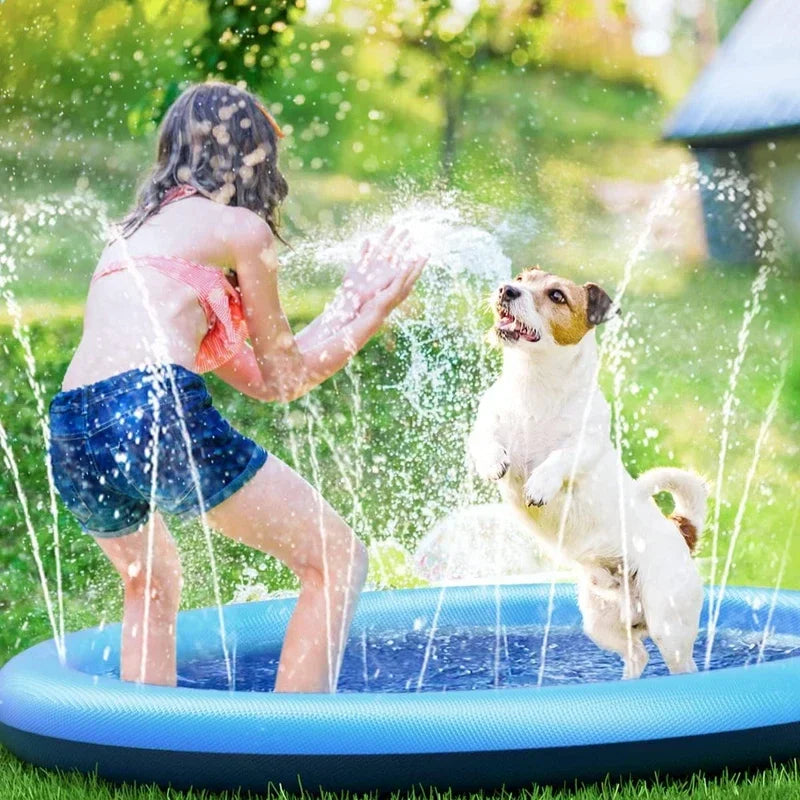 Thickened & Durable Anti - Slip Splash Pad For Large Dogs - Outdoor Summer Sprinkler Toy & Water Play Mat For Backyard Fun