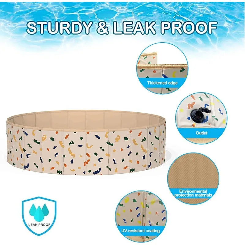 LETVIA Dogs Swimming Pool Hard Plastic Collapsible Pool Dog Bathing Tub Portable Kid Pool Indoor Outdoor Game Pet Bathing Tub