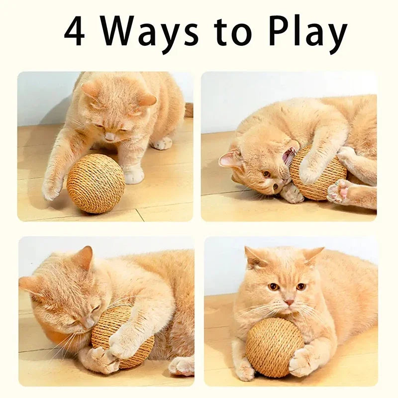 10CM Interactive Sisal Cat Scratching Ball Toy For Kitten Teeth Cleaning Anti Bite Cat Ball Sounding Toy Pet Supplies