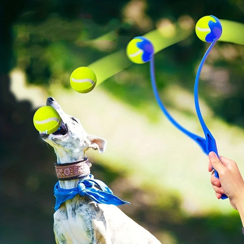 Pet Tennis Ball Launcher Stick - Interactive Outdoor Dog Training Toy, Durable Ball Thrower for Canine Exercise and Play Trainin