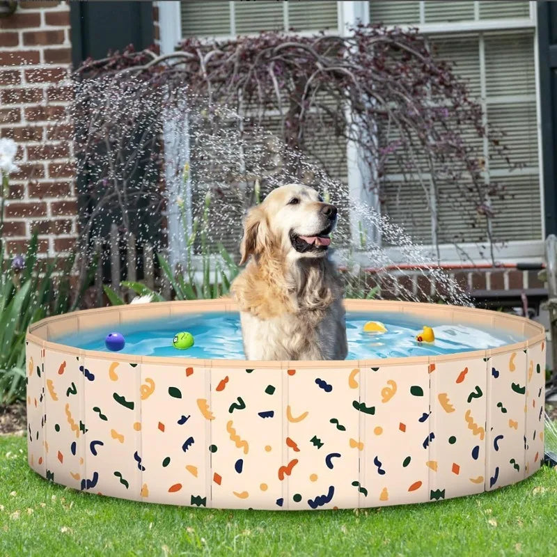 LETVIA Dogs Swimming Pool Hard Plastic Collapsible Pool Dog Bathing Tub Portable Kid Pool Indoor Outdoor Game Pet Bathing Tub