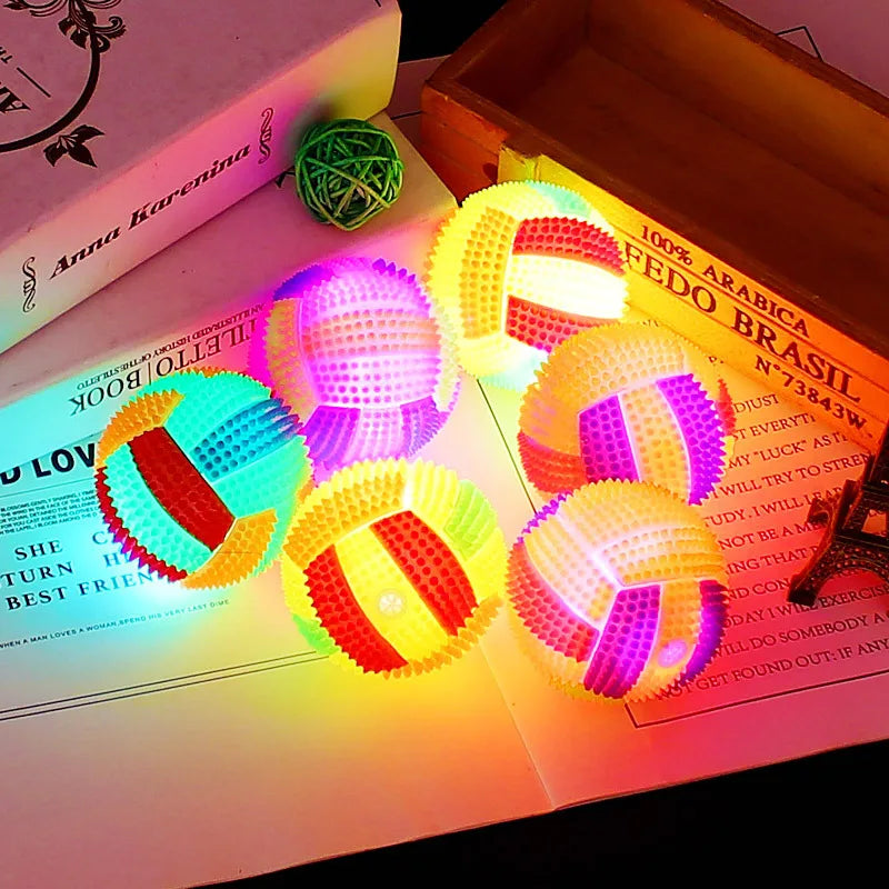 LAMGOOL Glowing Ball Dog Toy Led Puppy Bouncy Chew Dog Ball Molar Toy Pet Color Light Ball Interactive Toys for Cats Small Dogs