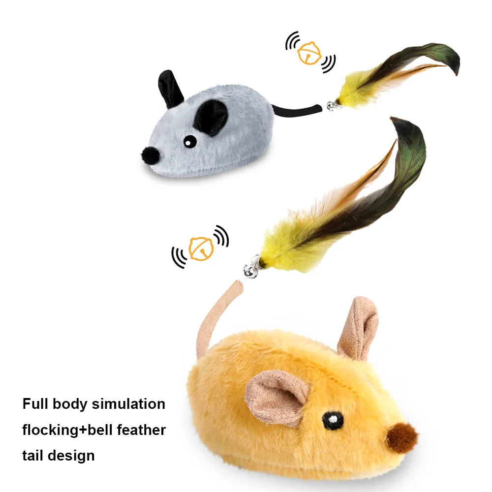 Interactive Plush Cat Toy with Sound & LED Light USB Rechargeable Steerable & Obstacle Avoidance for Indoor Cats