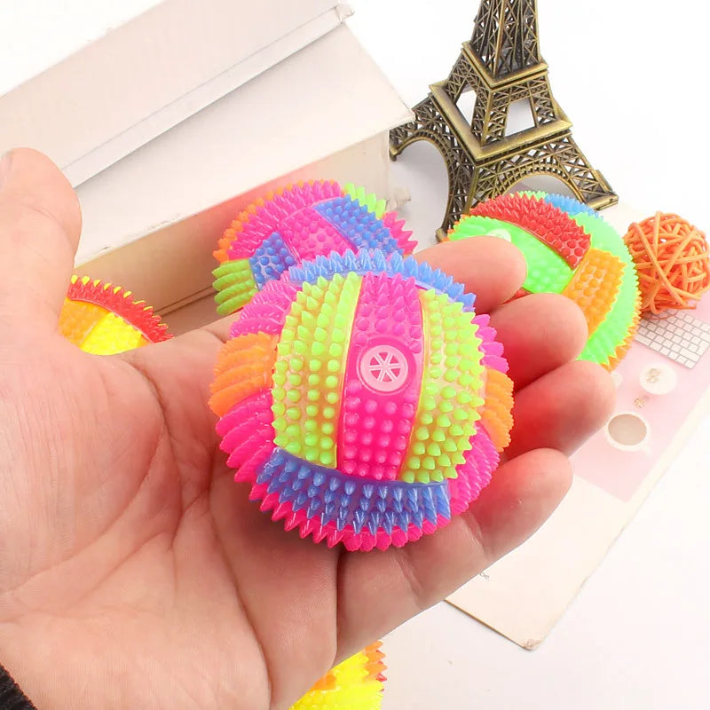 LAMGOOL Glowing Ball Dog Toy Led Puppy Bouncy Chew Dog Ball Molar Toy Pet Color Light Ball Interactive Toys for Cats Small Dogs